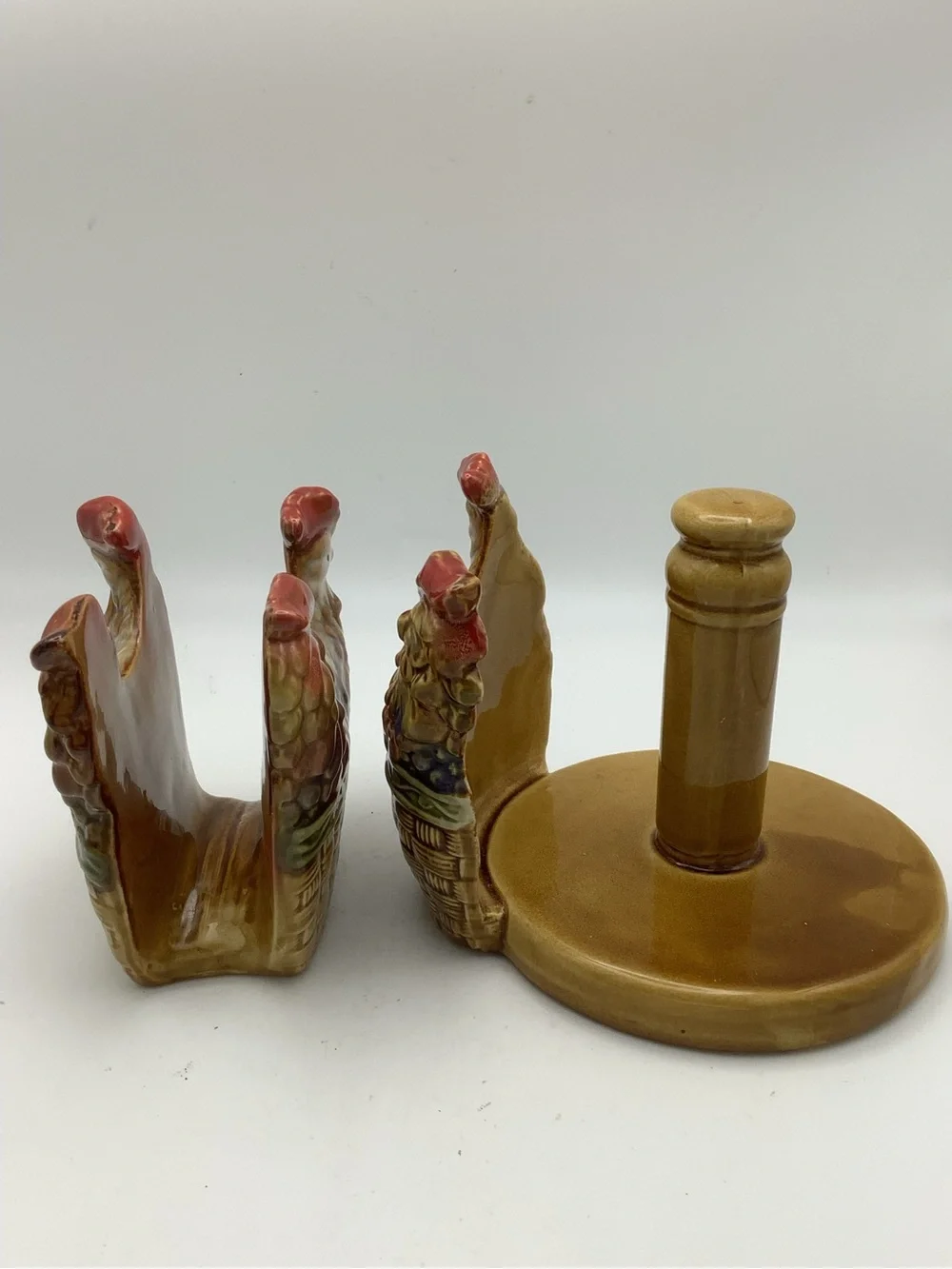 Vintage Ceramic Rooster Napkin and Paper Towel Holders